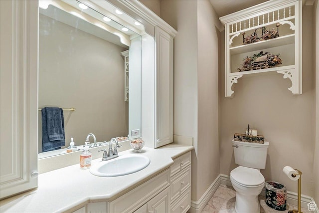 14 N 1025 E, Lindon, UT 84042 - half bathroom featuring baseboards, marble look tile flooring, toilet, and vanity