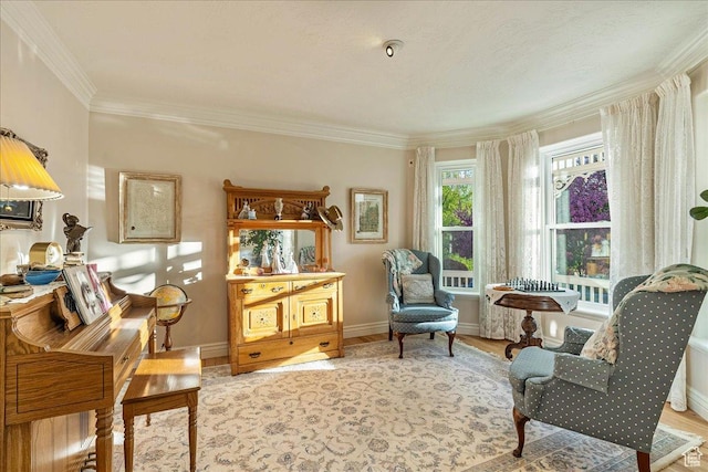 14 N 1025 E, Lindon, UT 84042 - living area with baseboards, ornamental molding, and wood finished floors