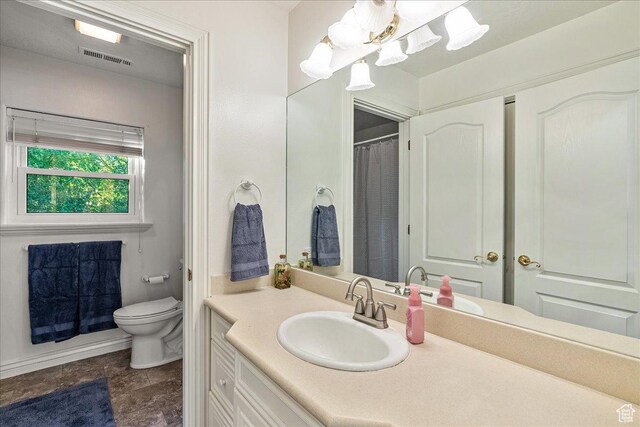 14 N 1025 E, Lindon, UT 84042 - full bath featuring toilet, vanity, a chandelier, and curtained shower
