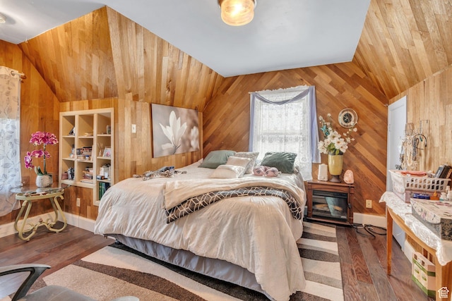 175 N 800 W, Provo, UT 84601 - bedroom featuring wooden walls, lofted ceiling, and wood finished floors