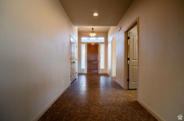 2710 W 410 N, Hurricane, UT 84737 - hallway featuring baseboards, recessed lighting, and arched walkways