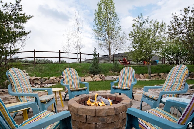 1288 E Foxcrest Ct, Park City, UT 84098 - view of patio / terrace with a fire pit