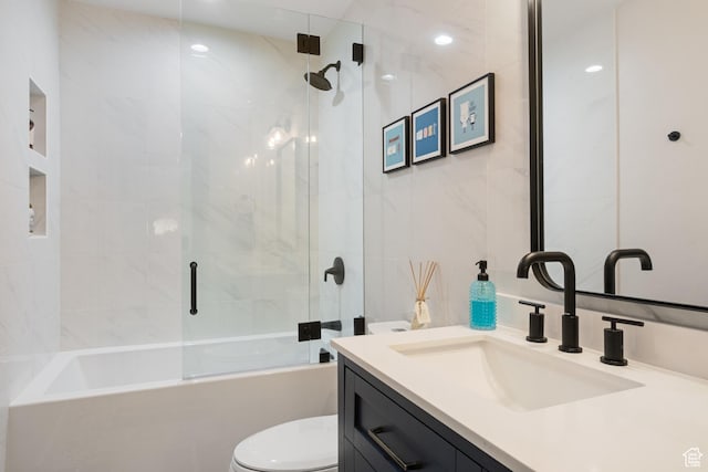 1288 E Foxcrest Ct, Park City, UT 84098 - full bathroom featuring tile walls, toilet, vanity, and enclosed tub / shower combo