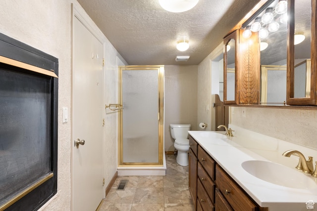 5685 N State Road 32, Peoa, UT 84061 - full bath featuring a stall shower, a textured ceiling, toilet, and baseboards