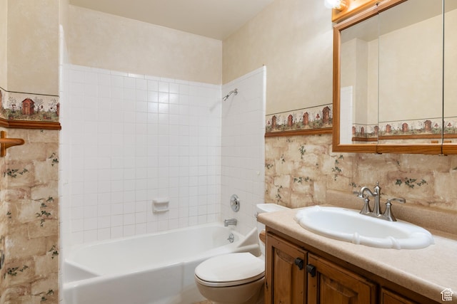 5685 N State Road 32, Peoa, UT 84061 - bathroom featuring shower / tub combination, toilet, vanity, and tasteful backsplash