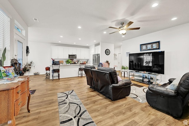 114 N 3830 W, West Point, UT 84015 - living area with ceiling fan, light wood-type flooring, and recessed lighting