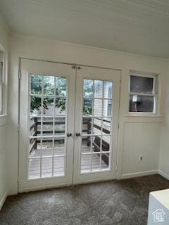 2190 S Lincoln St, Salt Lake City, UT 84106 - entryway featuring french doors, carpet floors, and baseboards