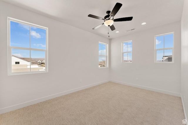 669 Juniper Hill Dr, St George, UT 84790 - unfurnished room with carpet flooring, baseboards, ceiling fan, and recessed lighting