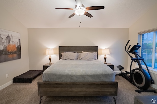 2729 W Linwood Ct, Salt Lake City, UT 84129 - bedroom featuring carpet floors, lofted ceiling, baseboards, and ceiling fan