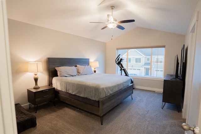 2729 W Linwood Ct, Salt Lake City, UT 84129 - bedroom with vaulted ceiling, carpet floors, baseboards, and ceiling fan