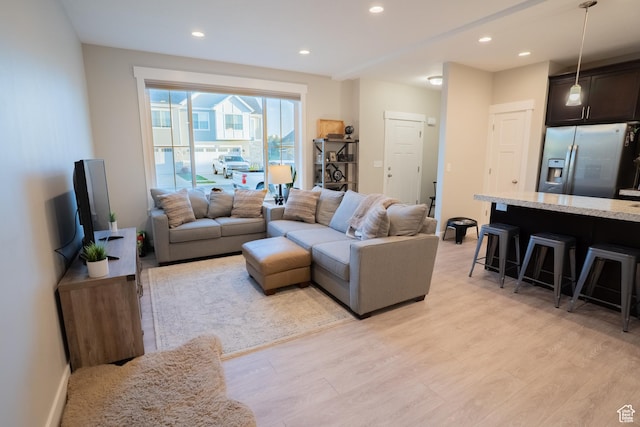 2729 W Linwood Ct, Salt Lake City, UT 84129 - living room featuring light wood-style flooring, recessed lighting, and baseboards
