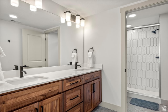 35 E 150 S Unit 202C, Garden City, UT 84028 - bathroom with a stall shower, double vanity, baseboards, and recessed lighting