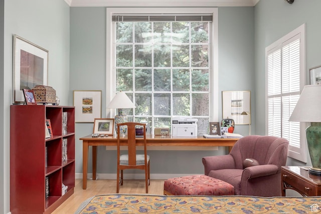 office with wood finished floors