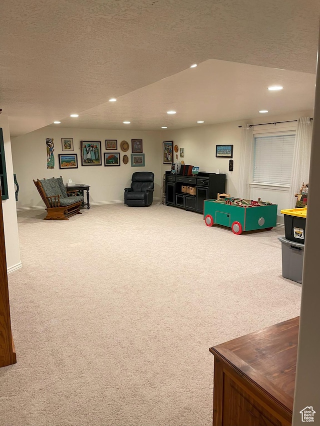 2285 S 450 W, Perry, UT 84302 - rec room with recessed lighting, carpet flooring, and a textured ceiling