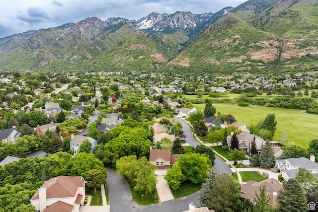 aerial perspective of suburban area featuring mountains