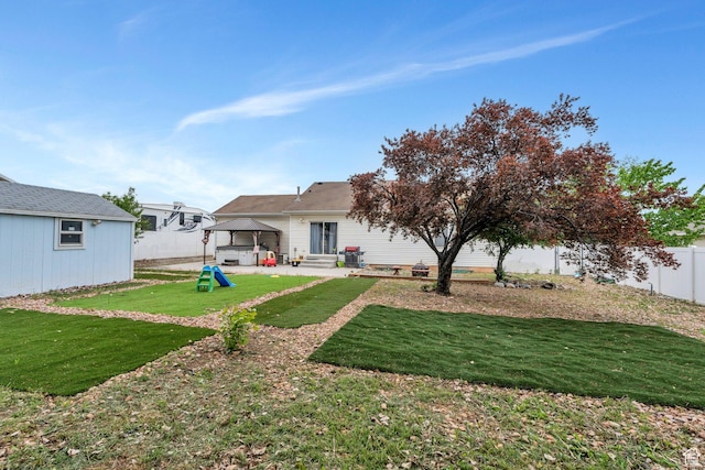 606 N 560 W, Santaquin, UT 84655 - rear view of house featuring a gazebo, a patio area, and entry steps