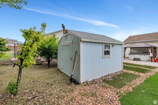 606 N 560 W, Santaquin, UT 84655 - view of shed with a jacuzzi and a gazebo