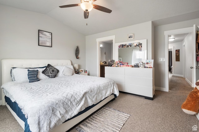 4483 S Parkbury Way, Salt Lake City, UT 84129 - carpeted bedroom featuring lofted ceiling, baseboards, and ceiling fan