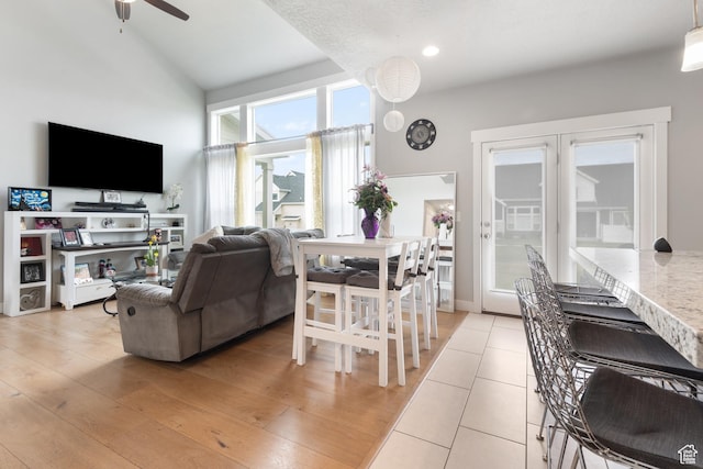 4483 S Parkbury Way, Salt Lake City, UT 84129 - living area with ceiling fan, french doors, and lofted ceiling