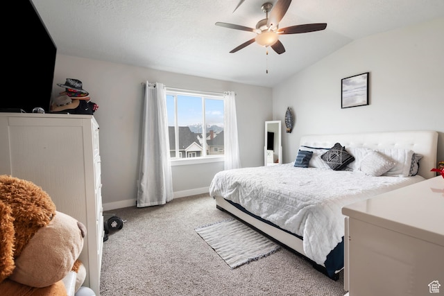 4483 S Parkbury Way, Salt Lake City, UT 84129 - carpeted bedroom featuring lofted ceiling, baseboards, and a ceiling fan