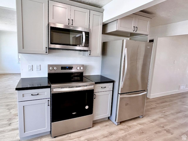 45 E 300 N, Roosevelt, UT 84066 - kitchen with stainless steel appliances, light wood-type flooring, and dark countertops