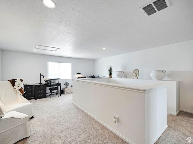 2178 S 60 E Unit 37, Heber City, UT 84032 - sitting room with light carpet, a textured ceiling, an office area, recessed lighting, and attic access