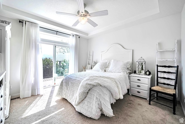 2178 S 60 E Unit 37, Heber City, UT 84032 - carpeted bedroom featuring a tray ceiling, access to outside, and ceiling fan
