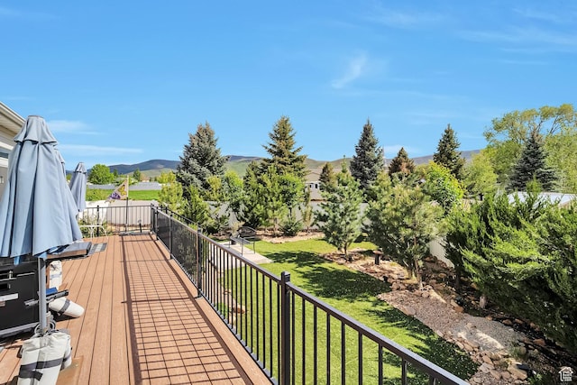 2178 S 60 E Unit 37, Heber City, UT 84032 - wooden terrace featuring a mountain view and a lawn