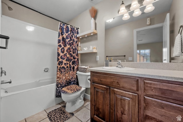 861 W 310 S, Pleasant Grove, UT 84062 - full bathroom featuring tile patterned floors, toilet, vanity, and shower / bath combination with curtain