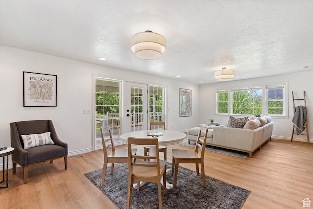 573 S Cherry Ln, Fruit Heights, UT 84037 - dining room featuring light wood-style floors, recessed lighting, baseboards, and french doors