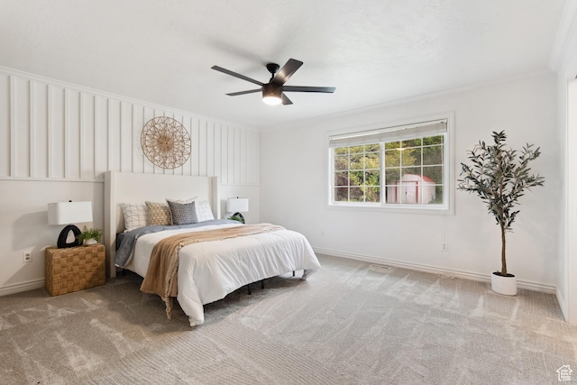 573 S Cherry Ln, Fruit Heights, UT 84037 - carpeted bedroom with crown molding, ceiling fan, and baseboards
