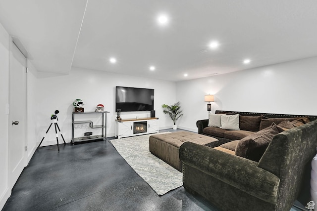 3507 S 4875 W, West Haven, UT 84401 - living area with recessed lighting, baseboards, and a glass covered fireplace