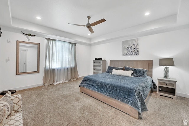 3507 S 4875 W, West Haven, UT 84401 - carpeted bedroom featuring baseboards, a raised ceiling, recessed lighting, and ceiling fan