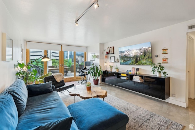 230 E Broadway E Unit 403, Salt Lake City, UT 84111 - living area with concrete flooring and track lighting