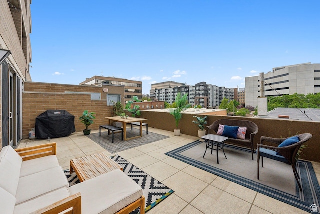 230 E Broadway E Unit 403, Salt Lake City, UT 84111 - view of patio featuring an outdoor hangout area, a grill, and a city view