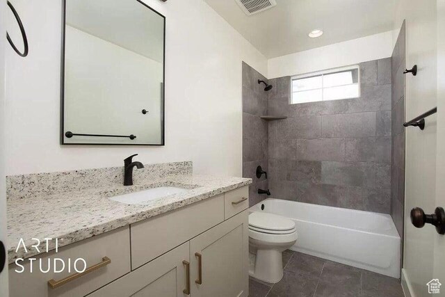 4883 N 10 E, Enoch, UT 84721 - bathroom with toilet, shower / bathtub combination, vanity, and tile patterned floors