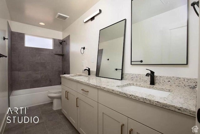 4883 N 10 E, Enoch, UT 84721 - full bath with toilet, double vanity, tub / shower combination, and tile patterned floors