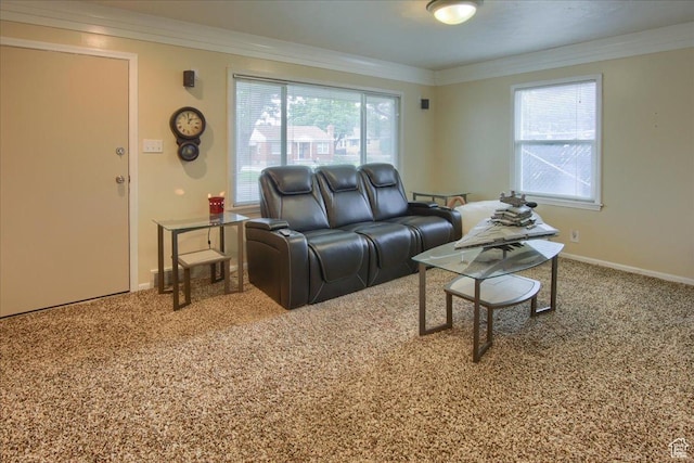 708 Robins Ave, Ogden, UT 84404 - carpeted living room featuring plenty of natural light, ornamental molding, and baseboards