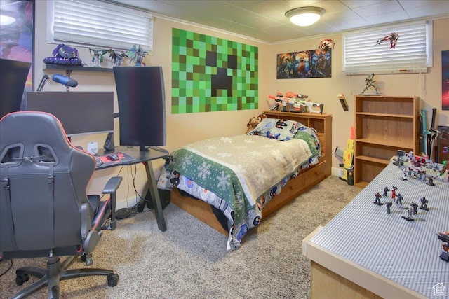708 Robins Ave, Ogden, UT 84404 - bedroom featuring an office area, carpet floors, ornamental molding, and baseboards