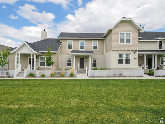 11003 S Kestrel Rise Rd, South Jordan, UT 84009 - view of front of property with a chimney, covered porch, and roof with shingles