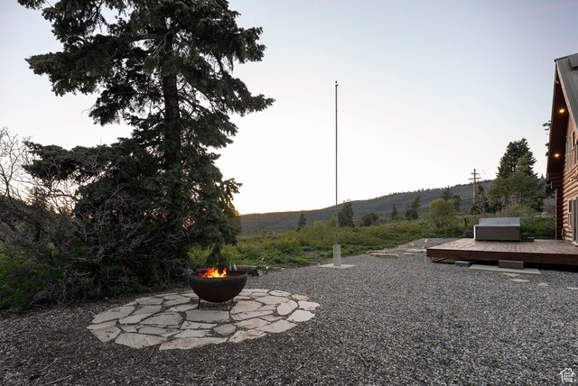 450 Crestview Dr, Summit Park, UT 84098 - view of yard with a fire pit and a wooden deck