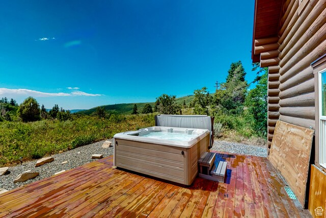 450 Crestview Dr, Summit Park, UT 84098 - wooden terrace with a hot tub