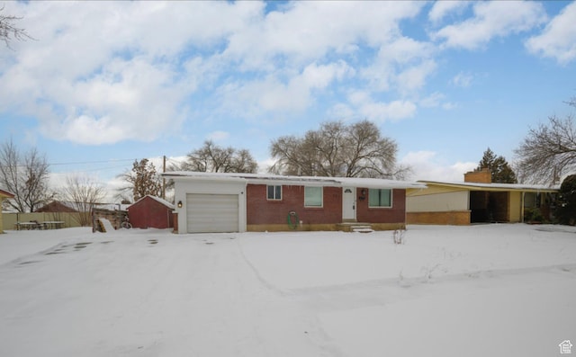 463 Vine St, Clearfield, UT 84015 - ranch-style home featuring an attached garage, a chimney, and brick siding