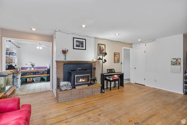 3466 W 4305 S, West Valley City, UT 84119 - living room featuring recessed lighting, wood finished floors, and a ceiling fan