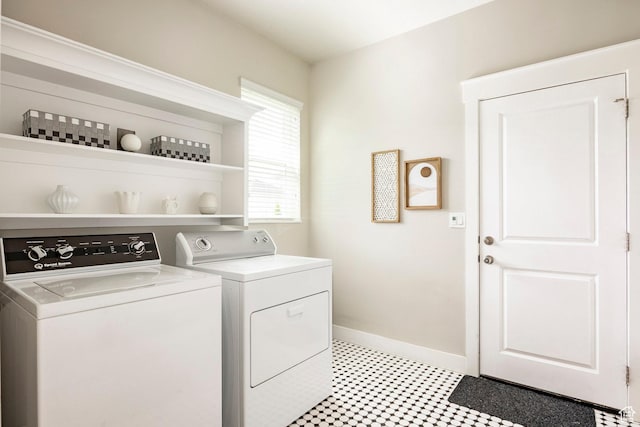 10352 S Sturgeon Dr W, South Jordan, UT 84009 - laundry room featuring washer and dryer, light flooring, and baseboards