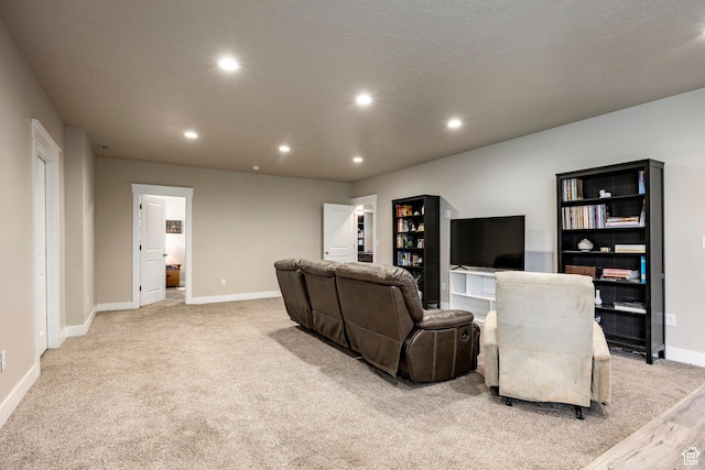 10352 S Sturgeon Dr W, South Jordan, UT 84009 - living area featuring recessed lighting, baseboards, and light colored carpet