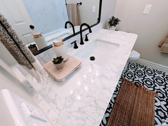 1391 E Mccormick Way, Cottonwood Heights, UT 84121 - bathroom with toilet, vanity, and baseboards