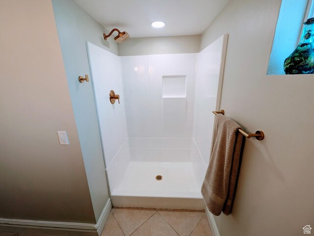 1391 E Mccormick Way, Cottonwood Heights, UT 84121 - full bathroom featuring tile patterned floors, a shower, baseboards, and recessed lighting