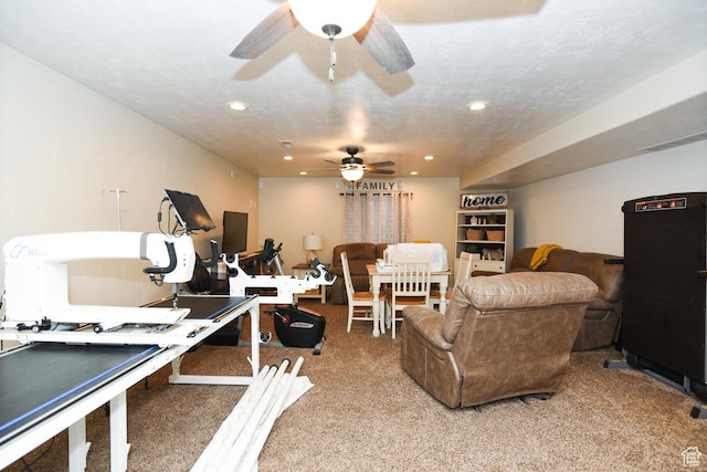 3155 S Autumn Blaze Cv W, West Valley City, UT 84128 - office with a ceiling fan, carpet floors, and recessed lighting