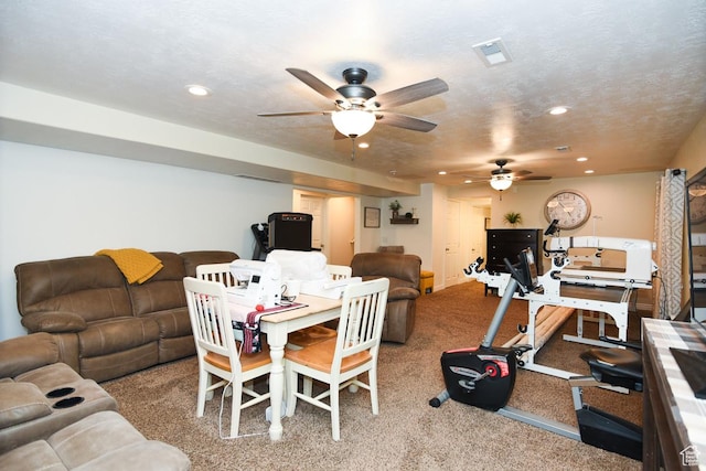 3155 S Autumn Blaze Cv W, West Valley City, UT 84128 - carpeted dining space featuring a ceiling fan and recessed lighting